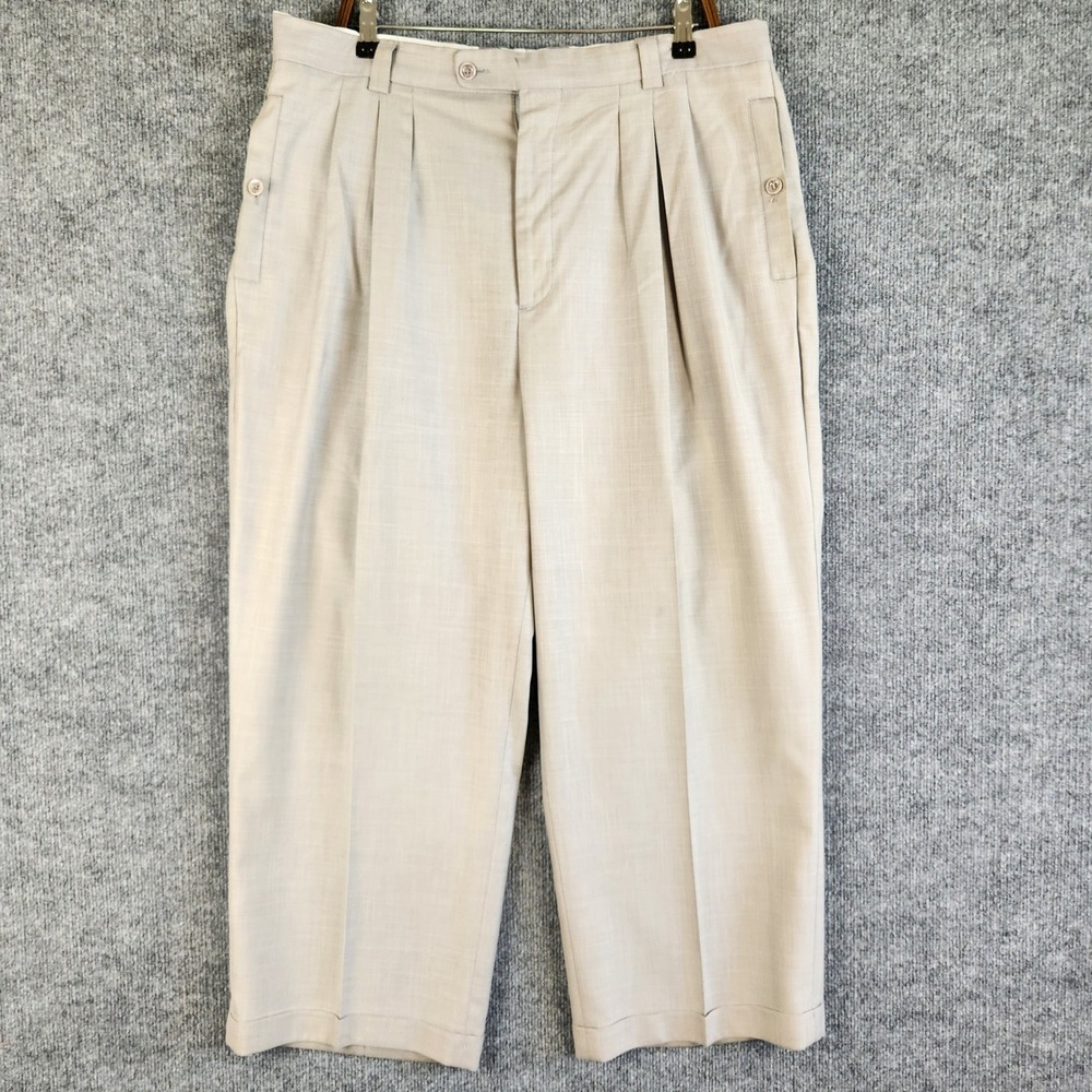 Vintage Smokey Joe's Dress Pants Mens Gray Pleated Cuffed Trousers Size 38M